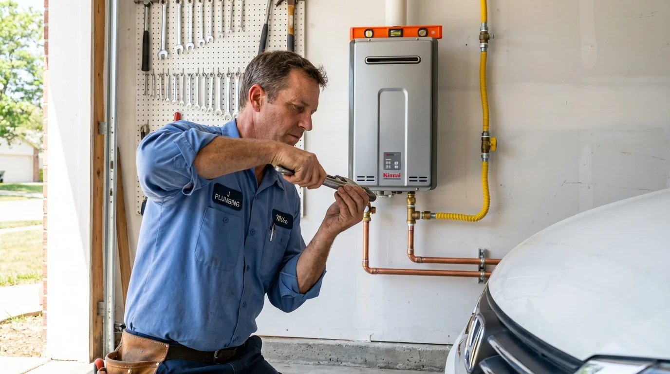 Tankless water heater installation by a Johns Plumbing LLC plumber in Rockport